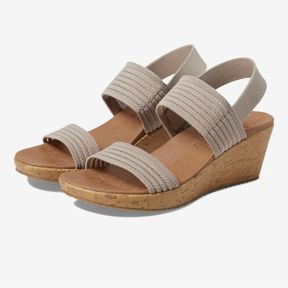 Skechers Cali Beverlee - Sheer Glow Wedge Sandal  Taupe - Womens Size 8 - #38527